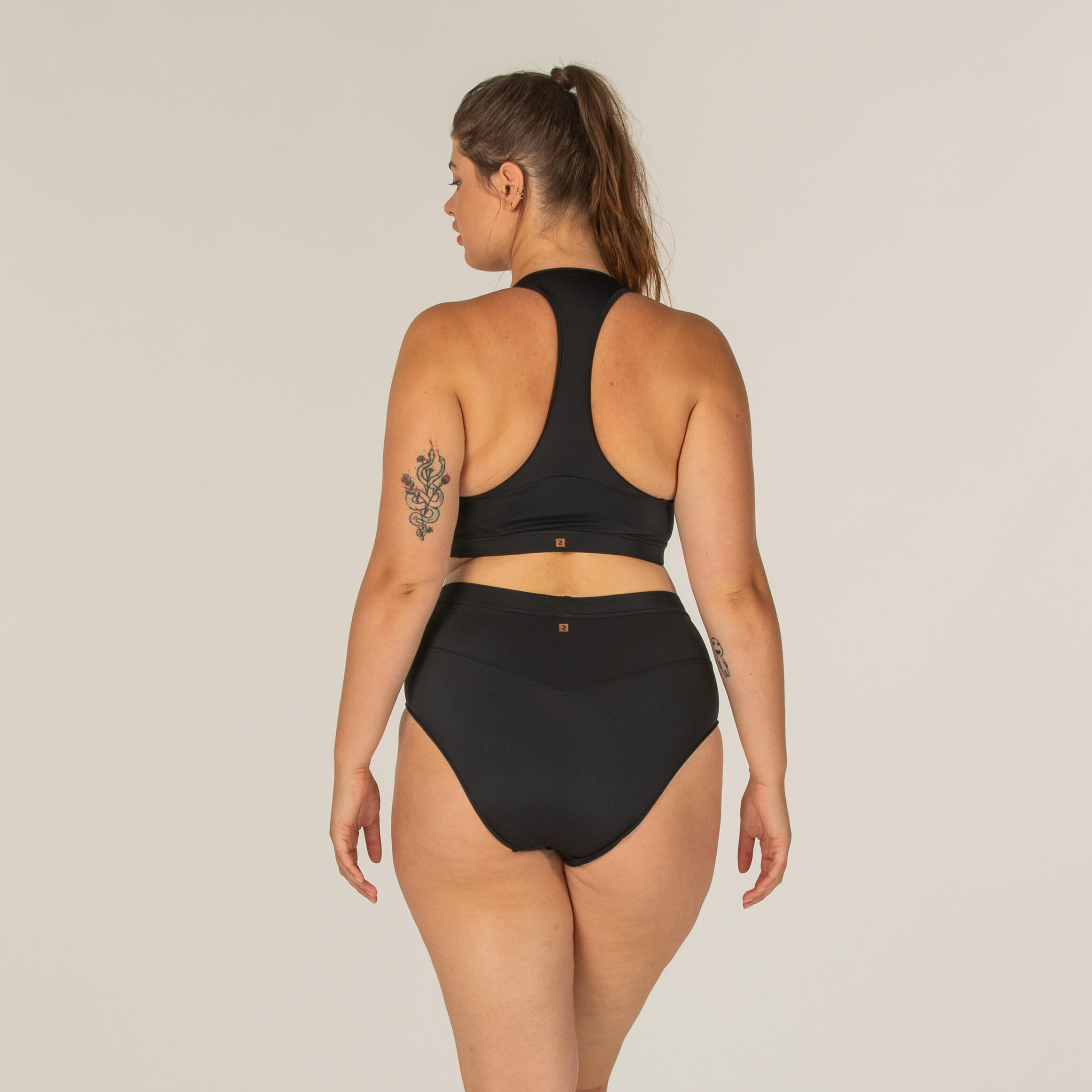 Women’s high-waist bikini bottoms ROSA BLACK ideal for surfing 11/13