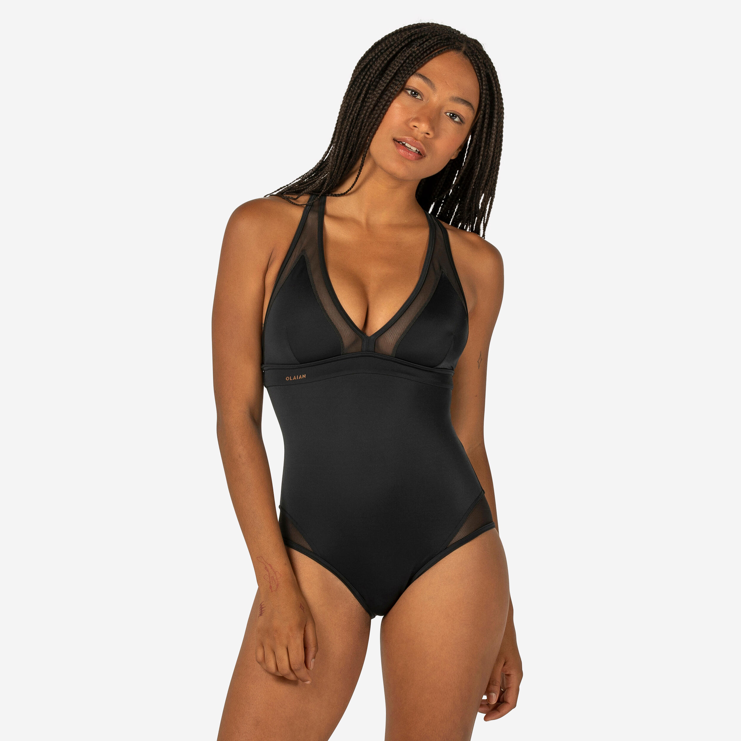 Ba ador Mujer surf espalda cruzada negro Decathlon