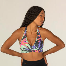 Top bikini Mujer surf deportivo escote V estampado. Disponible talla grande