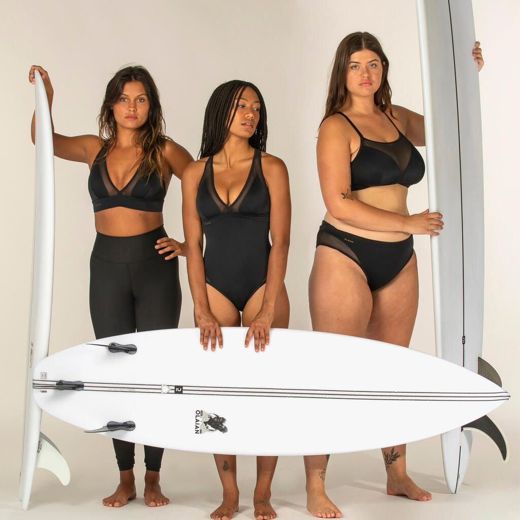 Sieviešu peldkostīma īsā augšdaļa ar pielāgojamu muguru “Isa”, melna