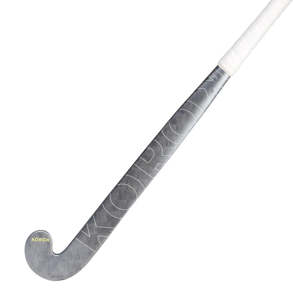 Hokejka FH995 na pozemný hokej pre skúsených hráčov low bow 95 % karbónu sivo-žltá