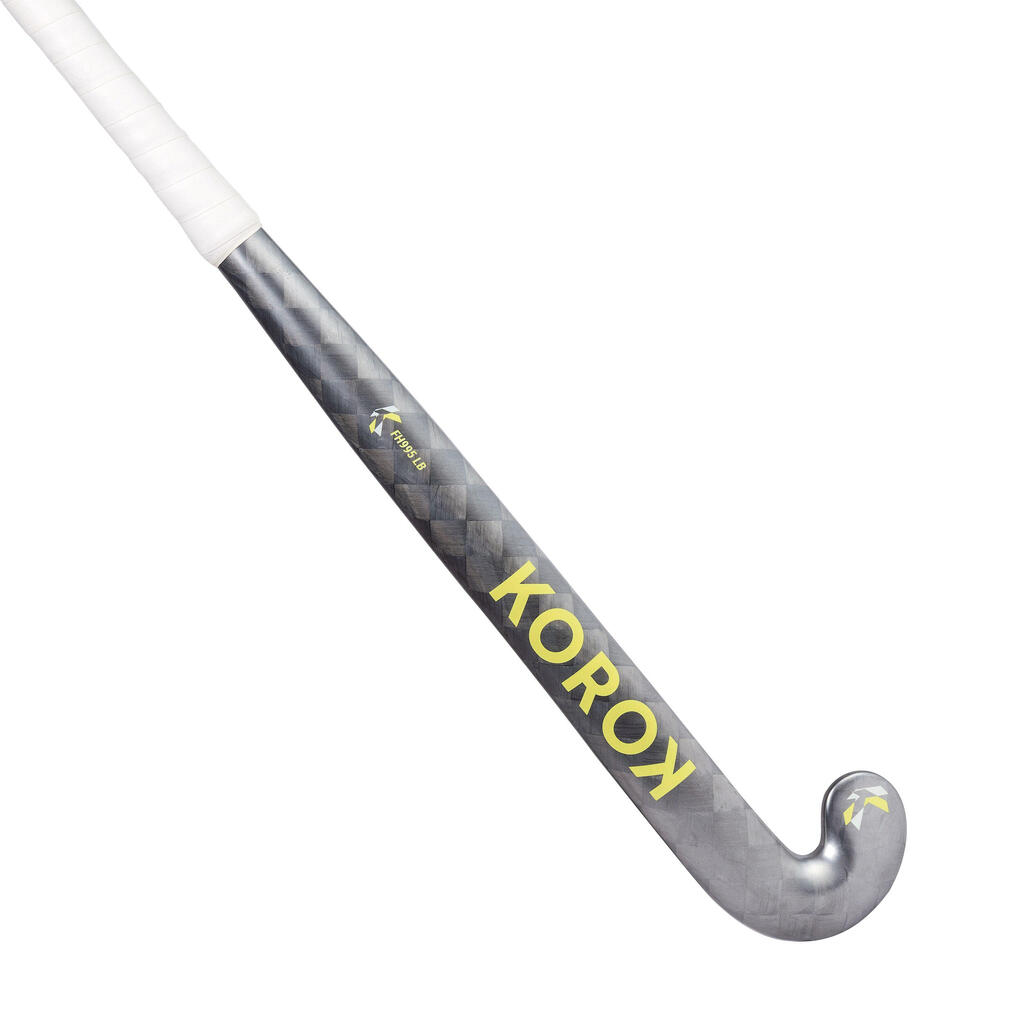 Hokejka FH995 na pozemný hokej pre skúsených hráčov low bow 95 % karbónu sivo-žltá