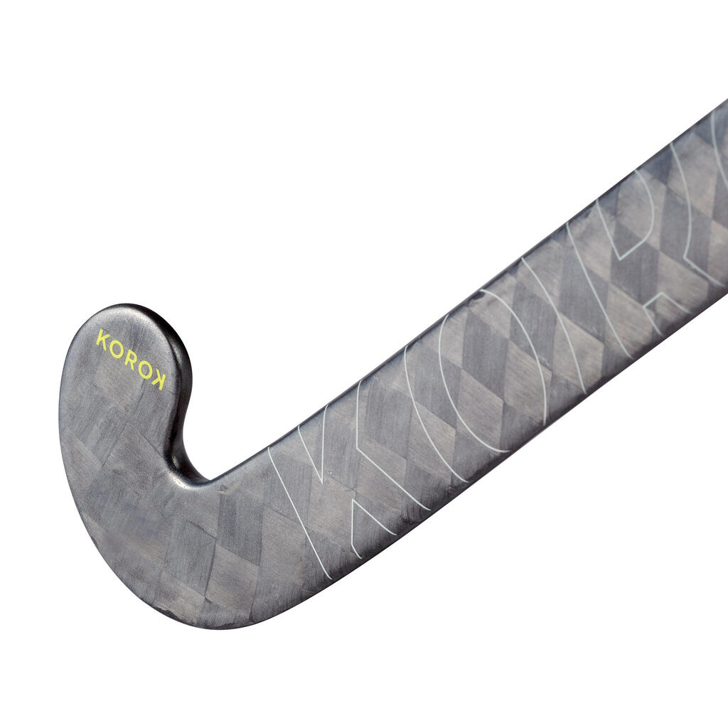 Feldhockeyschläger Erwachsene Experten Low Bow 95 % Carbon - FH995 grau/gelb 