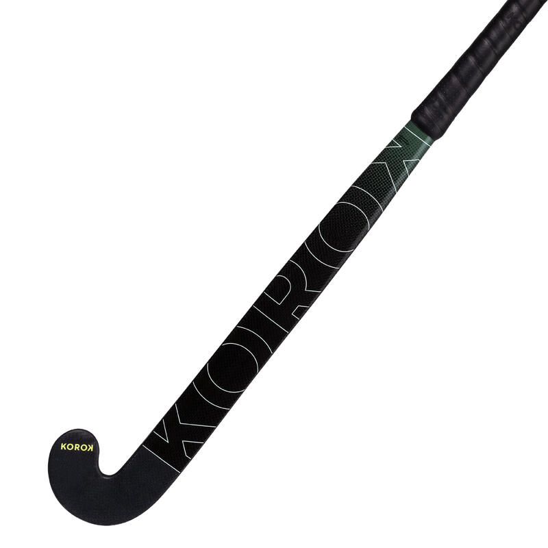 Stick de hockey sur gazon adulte confirmé low bow 60% carbone FH560 noir kaki