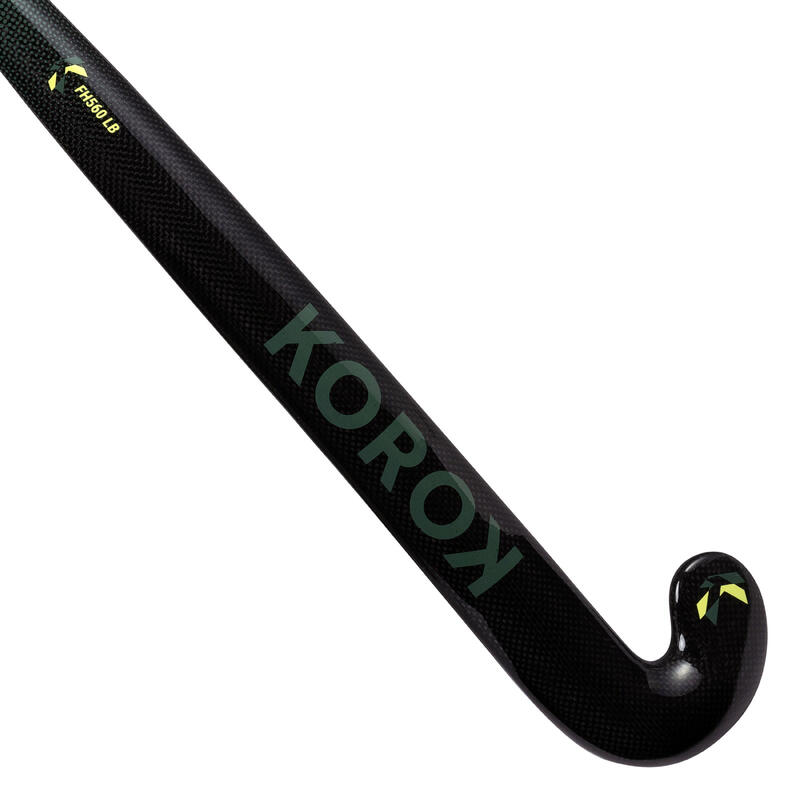 Feldhockeyschläger Damen/Herren Fortgeschrittene Low Bow 60 % Carbon FH560 schwarz/khaki 