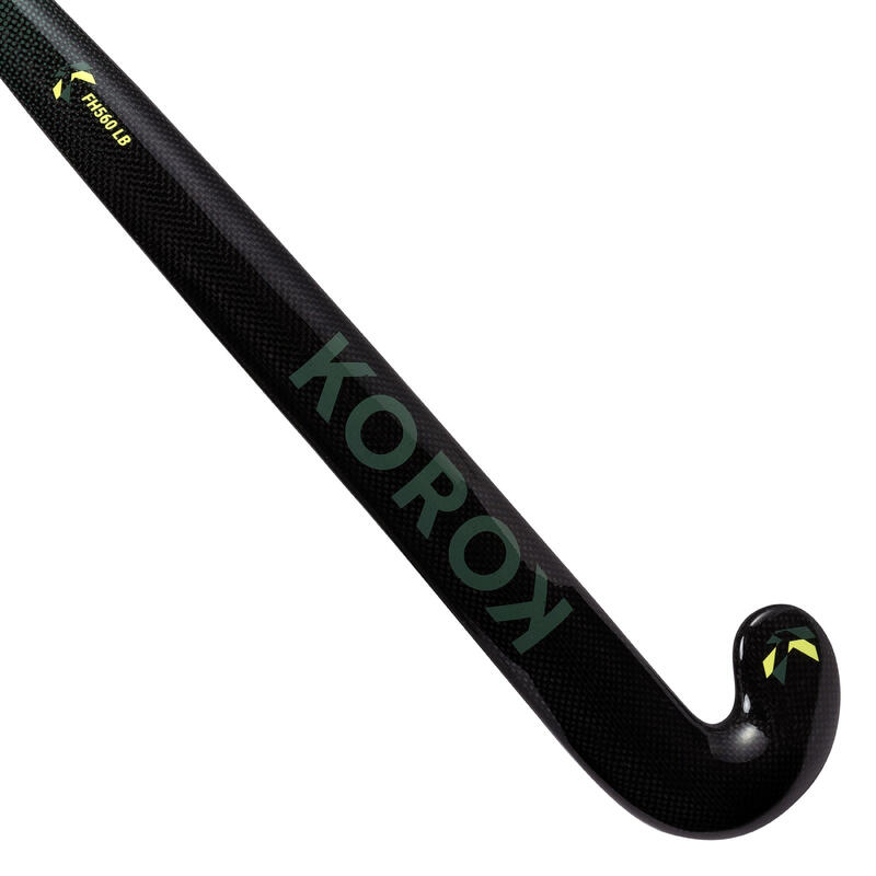 Stick de hockey sur gazon adulte confirmé low bow 60% carbone FH560 noir kaki