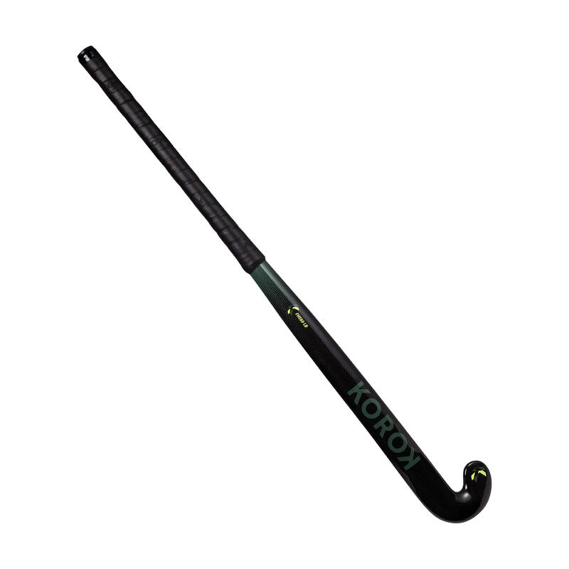 Hockeystick voor gevorderde volwassenen low bow 60% carbon FH560 zwart kaki