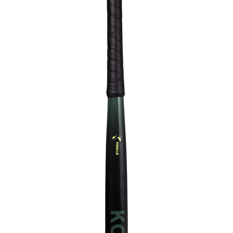 Hockeystick voor gevorderde volwassenen low bow 60% carbon FH560 zwart kaki