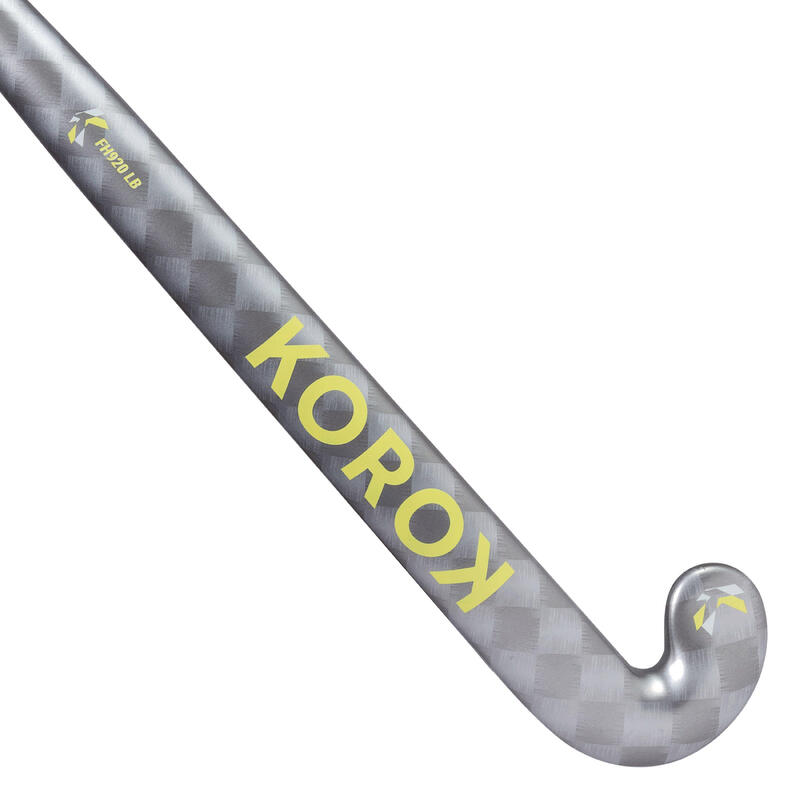 FH920 Hockeystick kind low bow, 20 carbon grijs/geel KOROK Decathlon.nl