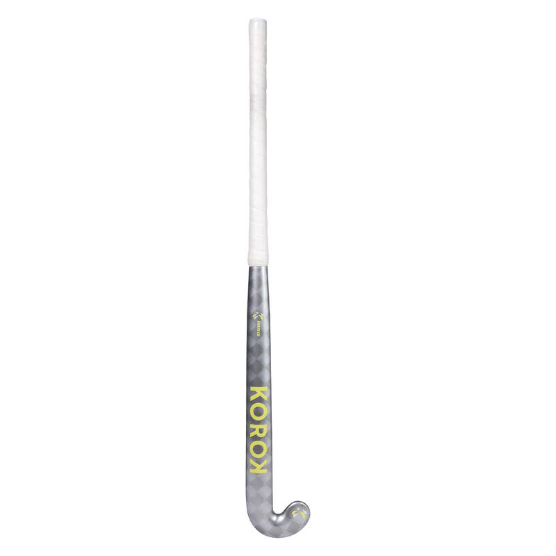 Hockeystick voor junioren low bow 20% carbon FH920 grijs geel