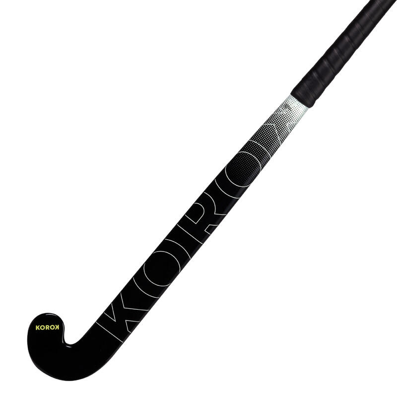 Hockeystick voor beginnende volwassenen mid bow glasvezel FH100 zwart wit