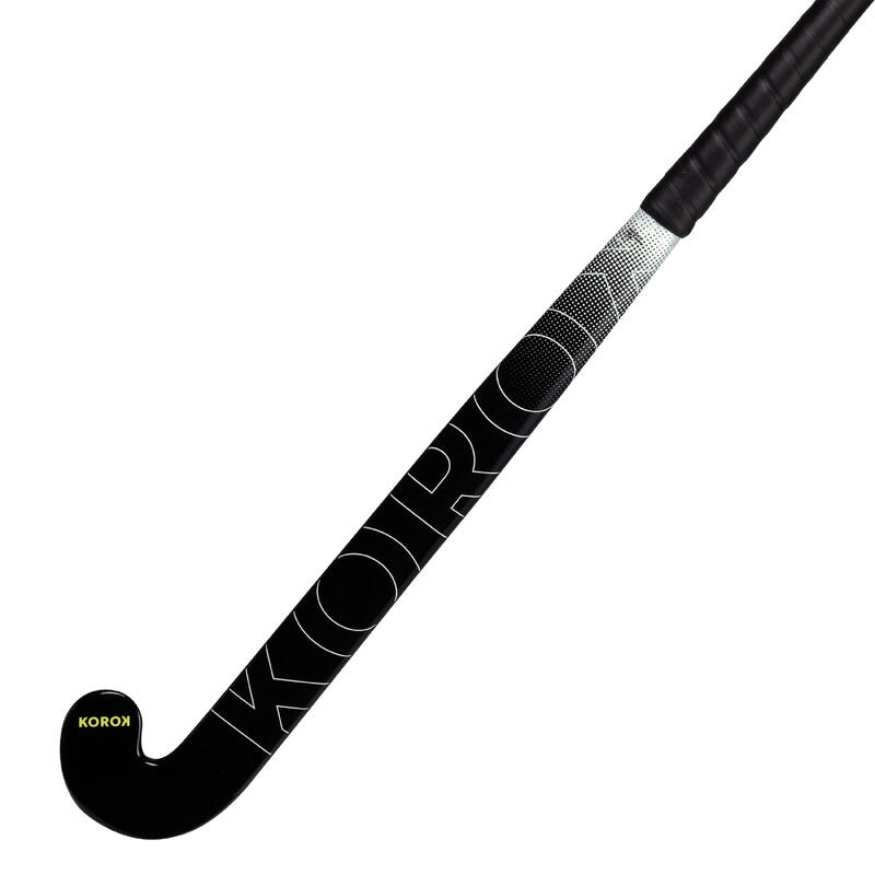 Stick de hockey sur gazon adulte débutant fibre de verre midbow FH100 noir blanc