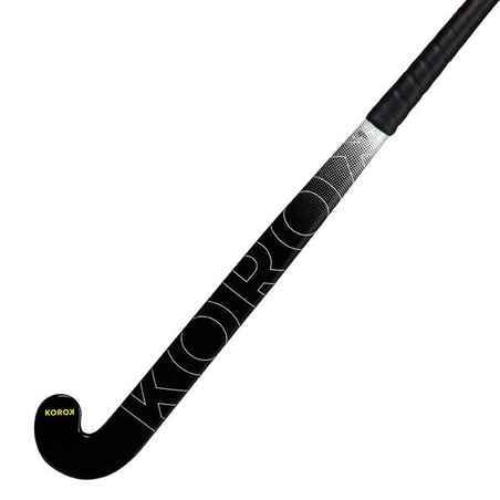 Stick de hockey sobre hierba adulto iniciación fibra de vidrio midbow FH100 negro blanco