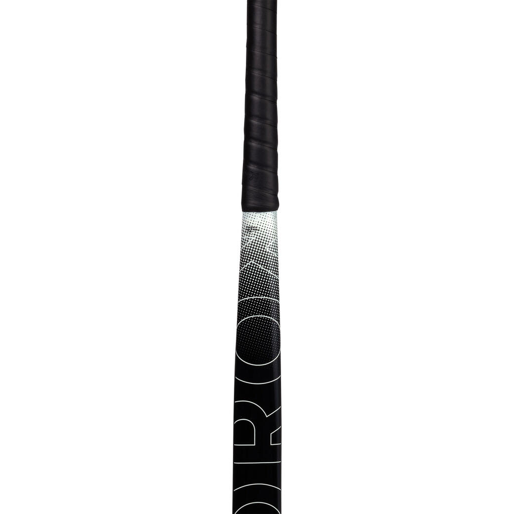 Stick de hockey sur gazon adulte débutant fibre de verre midbow FH100 noir blanc