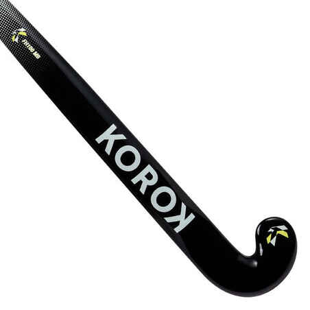 Stick de hockey sobre hierba adulto iniciación fibra de vidrio midbow FH100 negro blanco