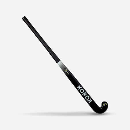 Stick de hockey sobre hierba adulto iniciación fibra de vidrio midbow FH100 negro blanco