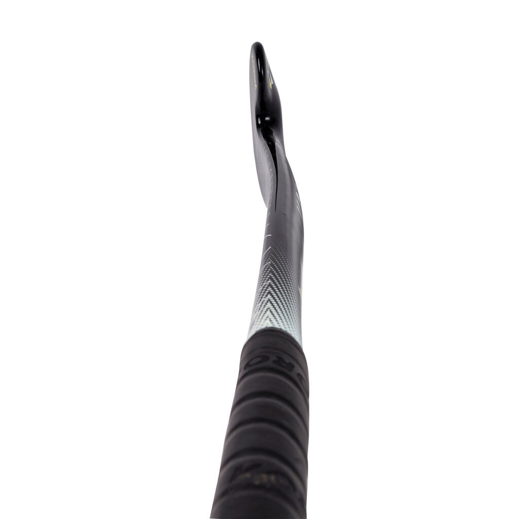 Stick de hockey sur gazon adulte débutant fibre de verre midbow FH100 noir blanc