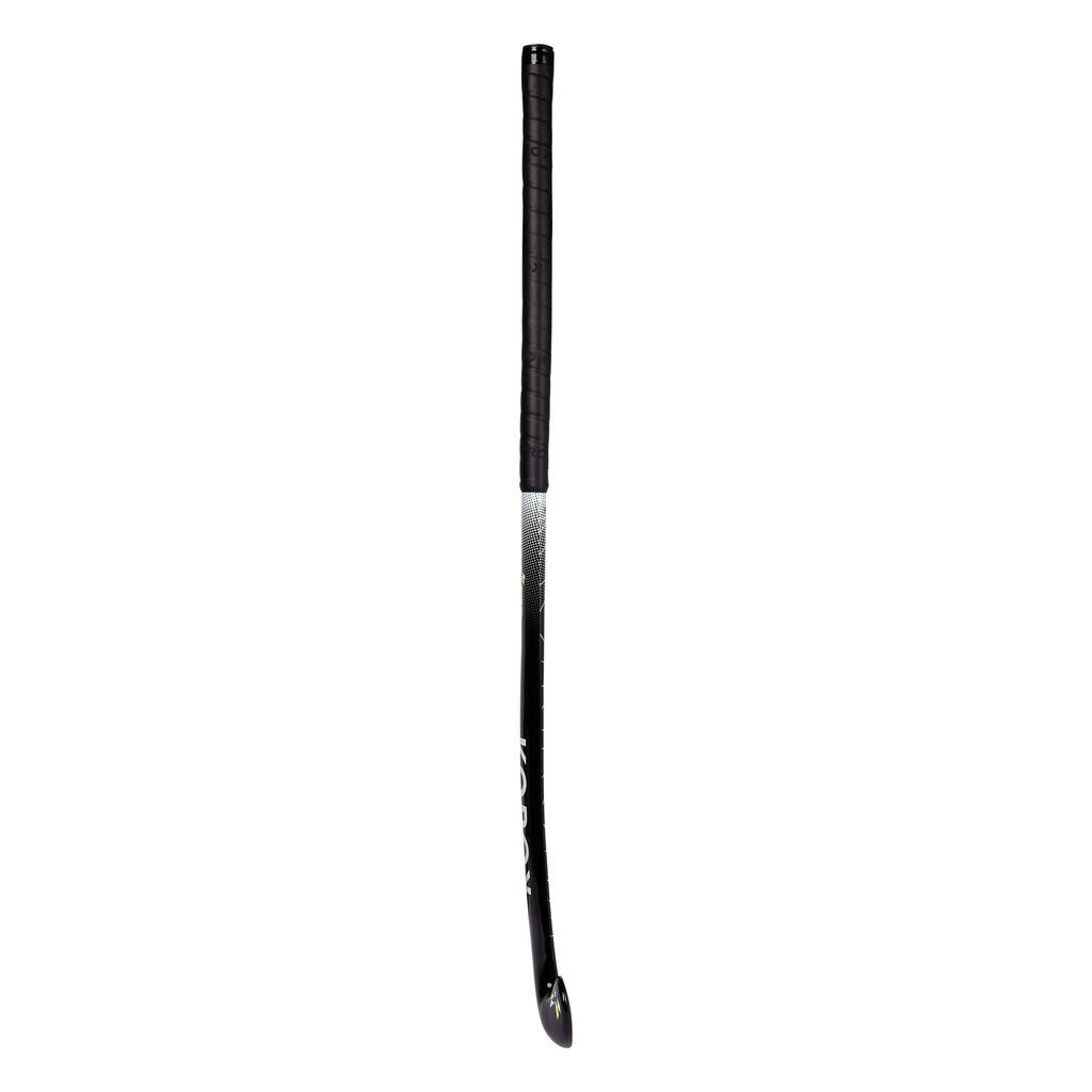 Stick de hockey sur gazon adulte débutant fibre de verre midbow FH100 noir blanc