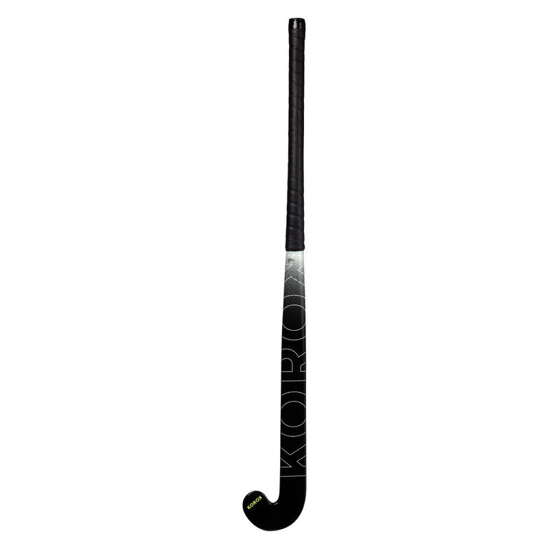 Hockeystick voor beginnende volwassenen mid bow glasvezel FH100 zwart wit