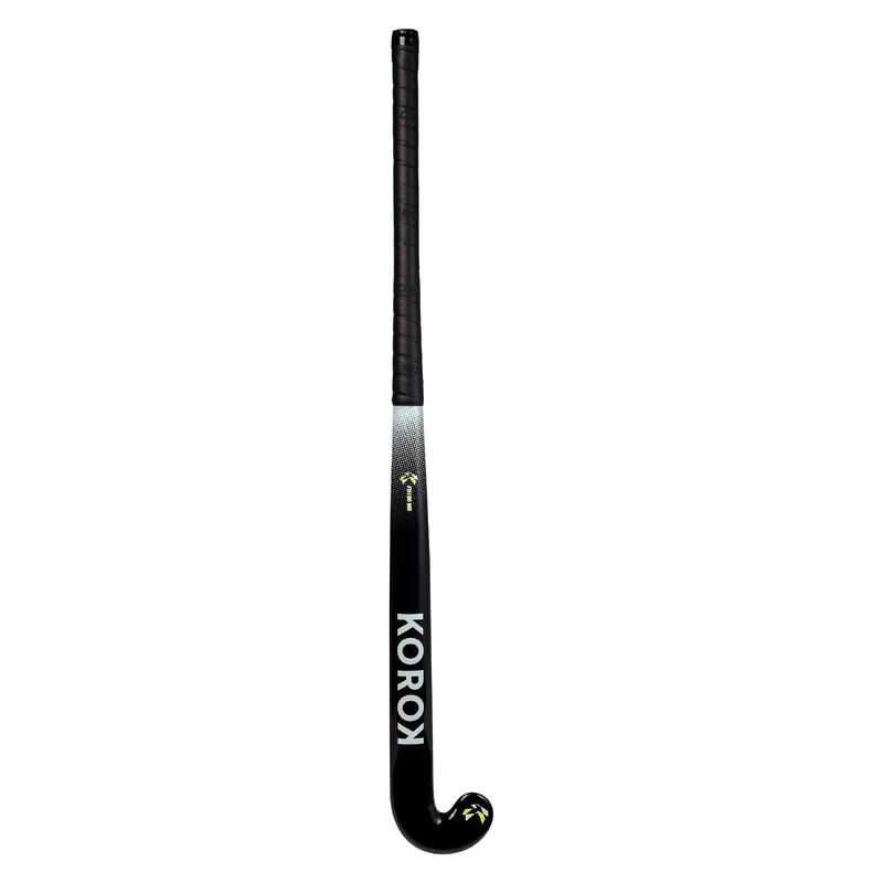 Stick de hockey sur gazon adulte débutant fibre de verre midbow FH100 noir blanc