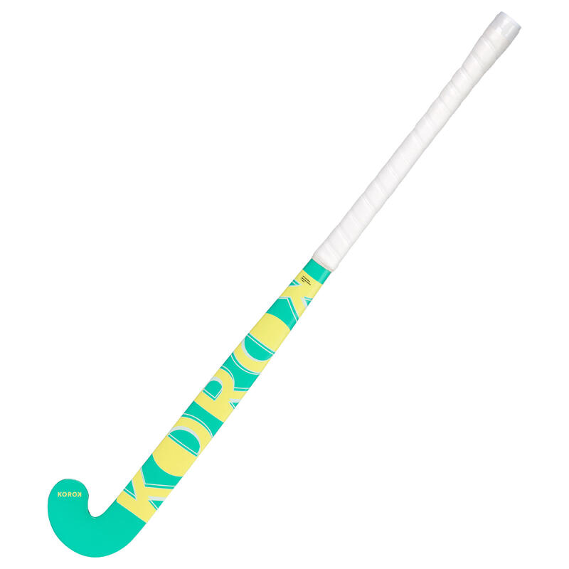 Stick de hockey enfant débutant occasionnel bois FH100 vert jaune