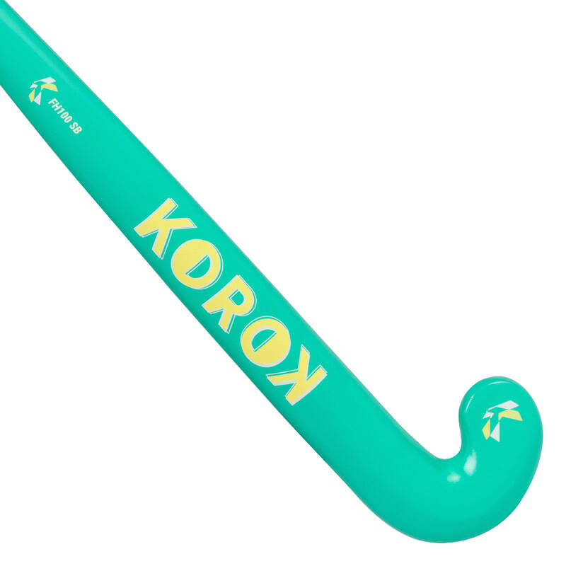 Stick de hockey enfant débutant occasionnel bois FH100 vert jaune