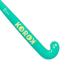 Stick de hockey niños iniciación ocasional madera FH100 verde amarillo