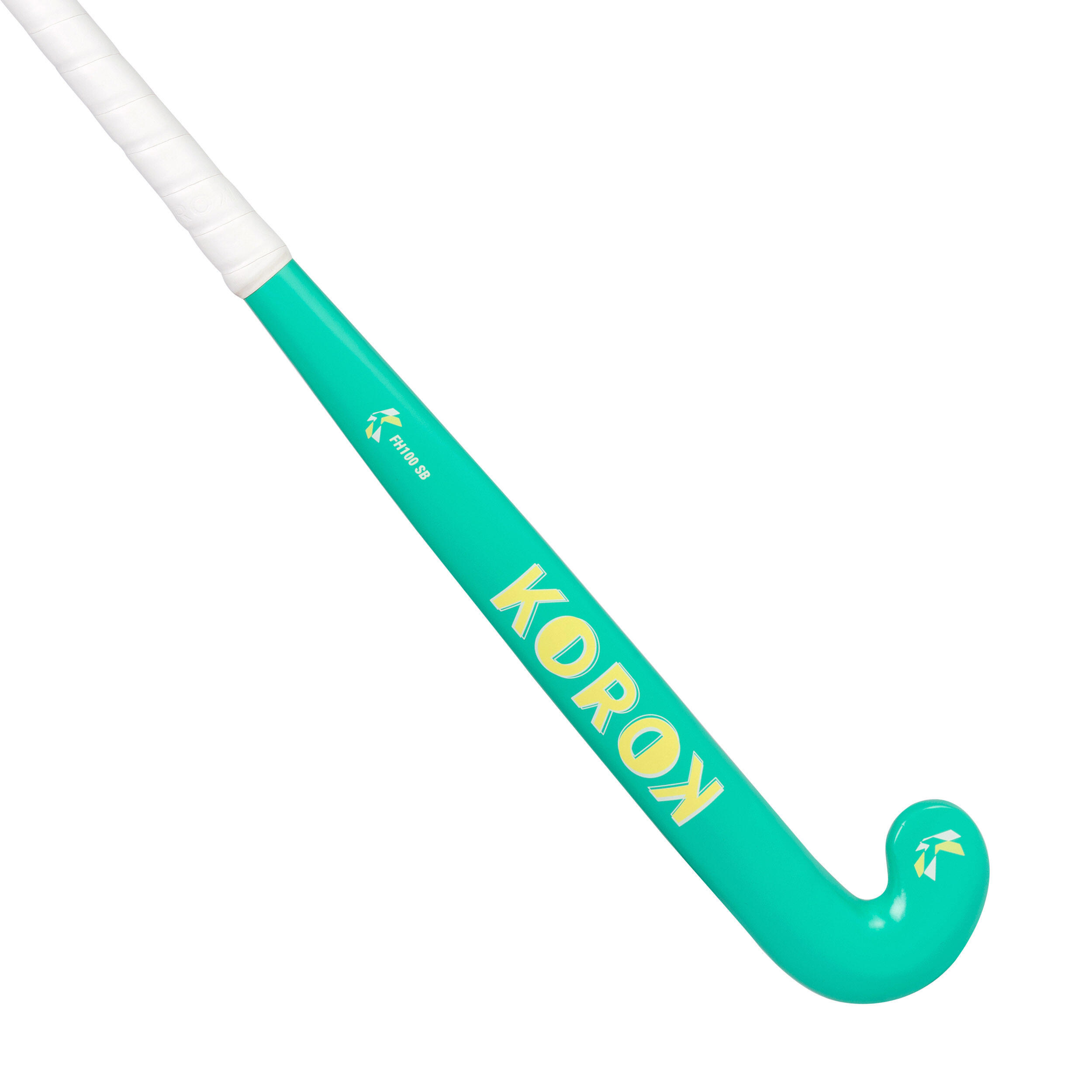 KOROK Kids' Beginner/Occasional Field Hockey Wooden Stick FH100 - Green/Yellow