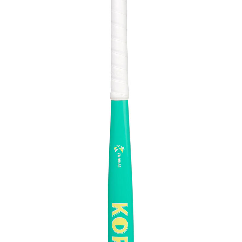 Stick de hockey enfant débutant occasionnel bois FH100 vert jaune