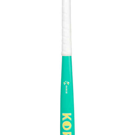 Stick de hockey niños iniciación ocasional madera FH100 verde amarillo