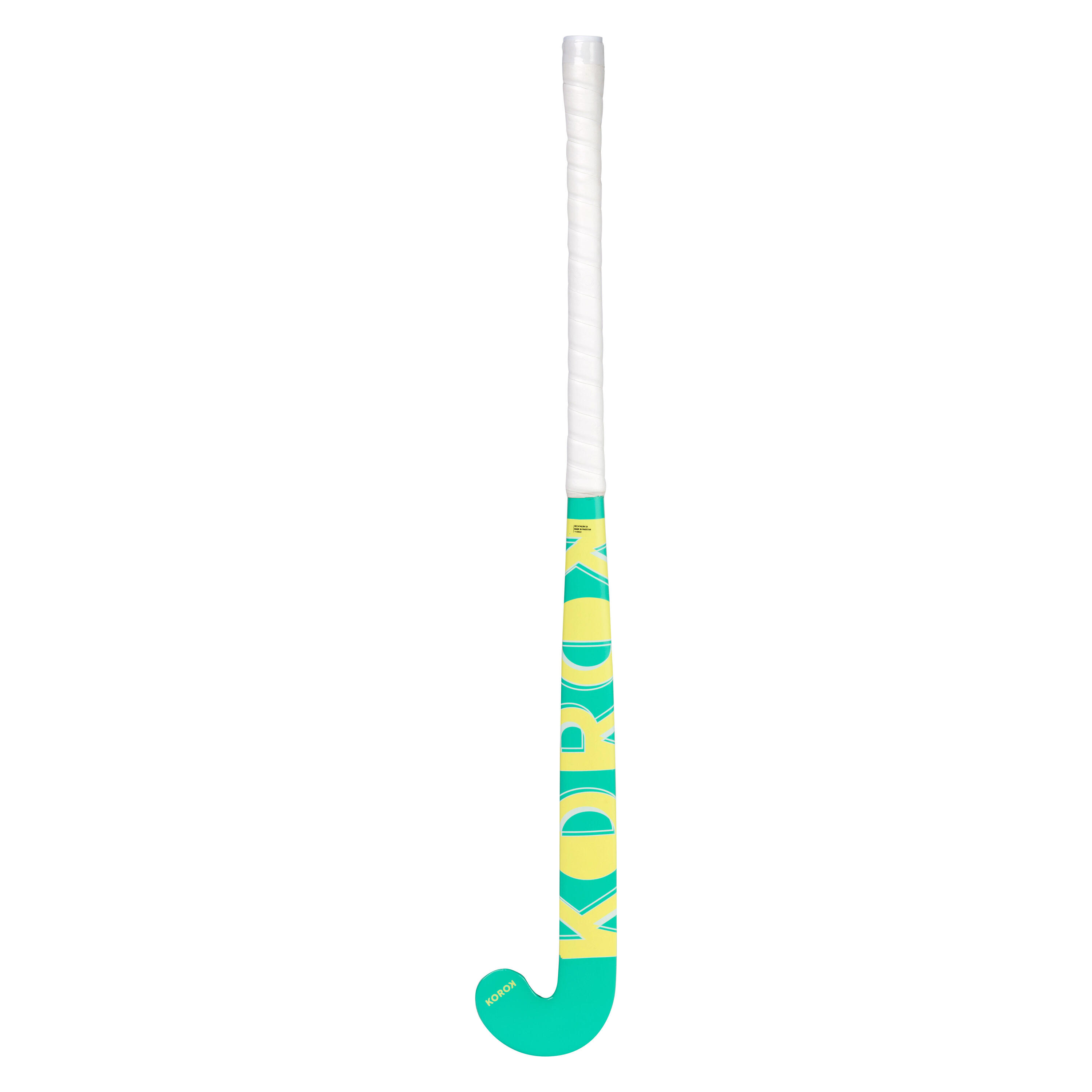 Kids' Beginner/Occasional Field Hockey Wooden Stick FH100 - Green/Yellow 5/12