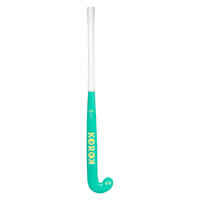 Stick de hockey niños iniciación ocasional madera FH100 verde amarillo