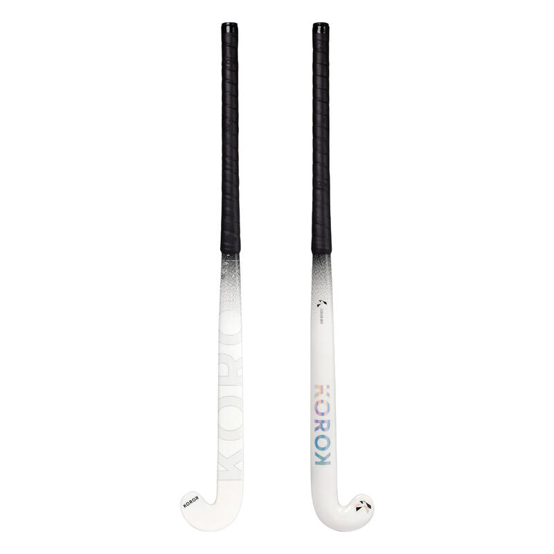 Stick de hockey sobre hierba adulto perfeccionamiento mid bow 30% carbono FH530 blanco negro