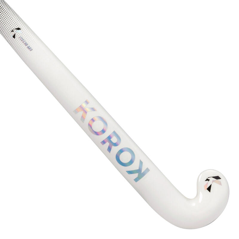 Stick de hockey sur gazon adulte confirmé mid bow 30% carbone fh530 blanc noir