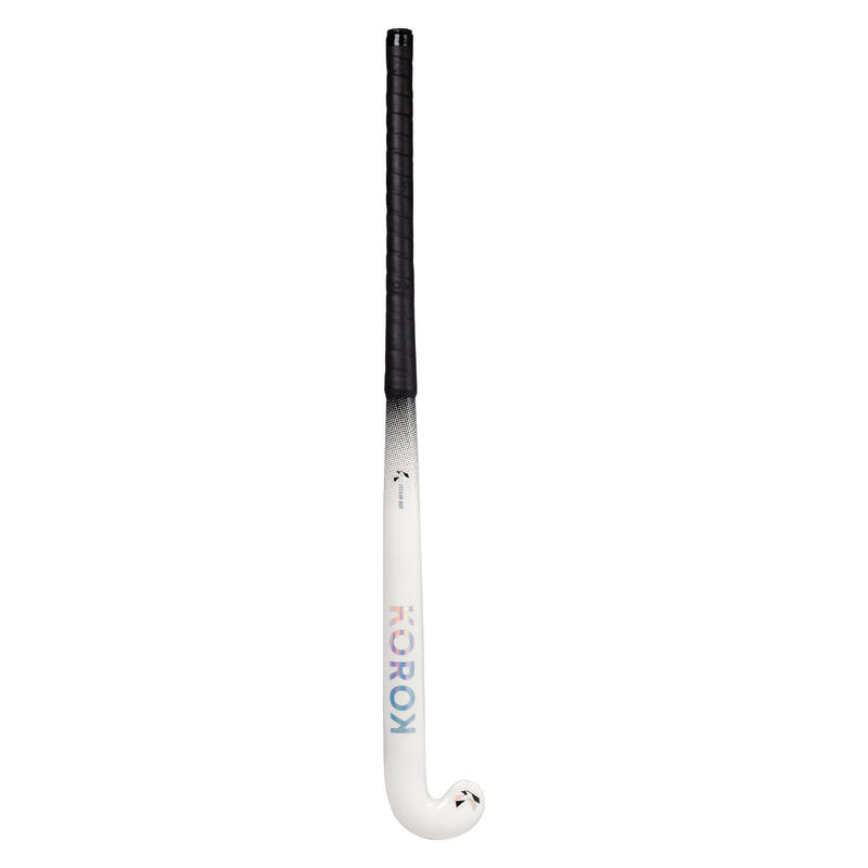 Stick de hockey sur gazon adulte confirmé mid bow 30% carbone fh530 blanc noir