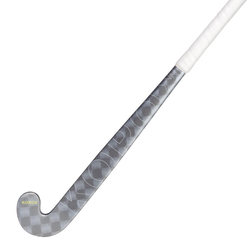 Stick de hockey ado 20% carbone KOROK extra low bow FH920 gris jaune