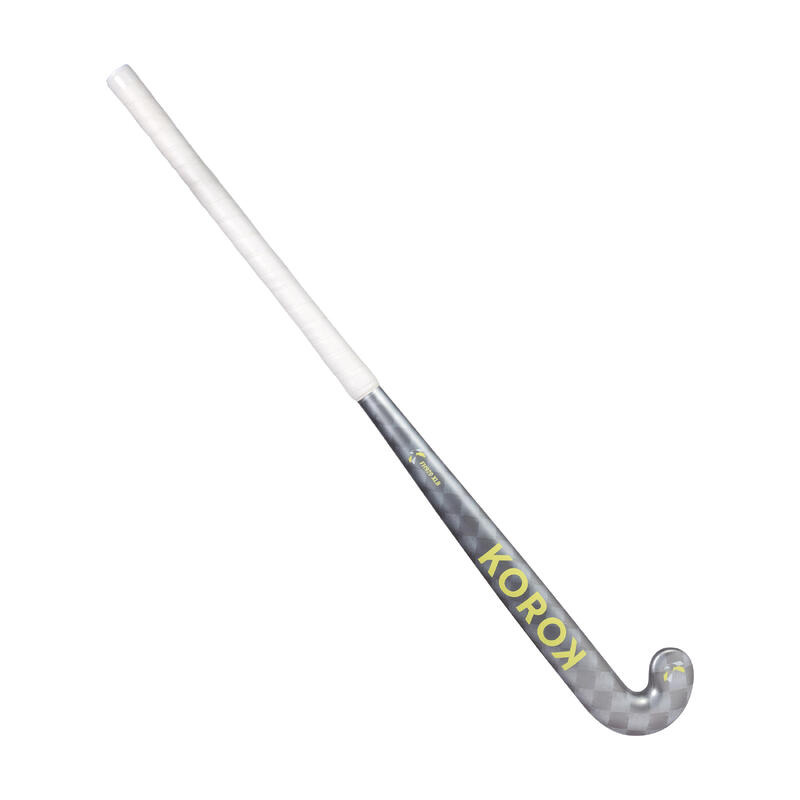 Stick de hockey ado 20% carbone KOROK extra low bow FH920 gris jaune