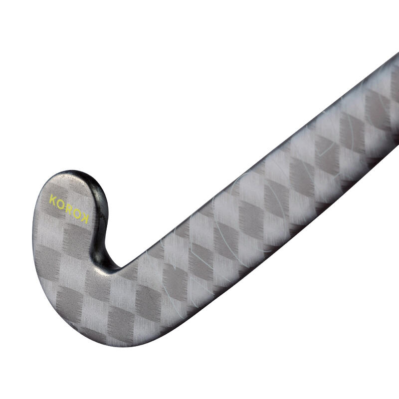 Stick de hockey ado 20% carbone KOROK extra low bow FH920 gris jaune