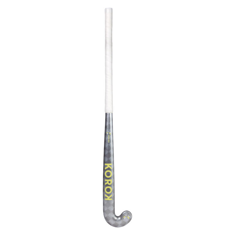 Stick de hockey ado 20% carbone KOROK extra low bow FH920 gris jaune