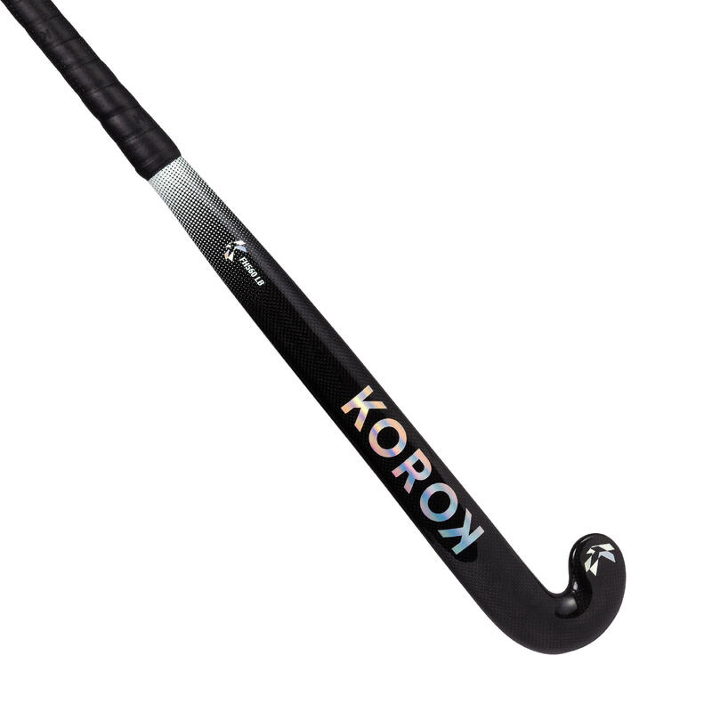 Adult Intermediate 60 Carbon Low Bow Field Hockey Stick FH560 Black/Khaki KOROK Decathlon