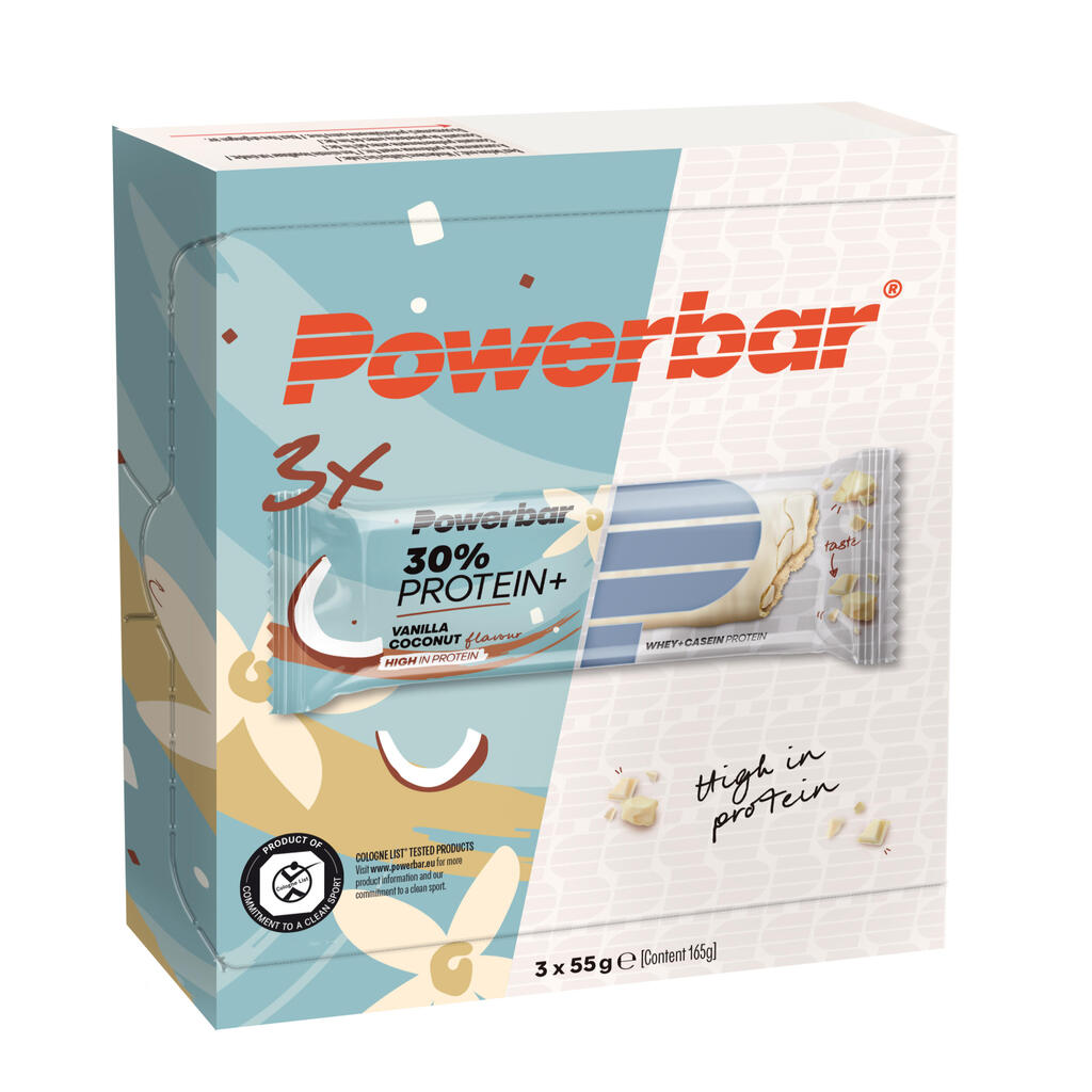 Proteīna batoniņš “Protein Plus 30% Powerbar”, vaniļas, kokosriekstu, 3 x 55 g