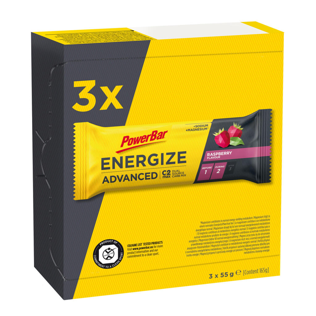 Enerģijas batoniņi “Energize C2max”, 3 x 55 g, ar zemeņu garšu