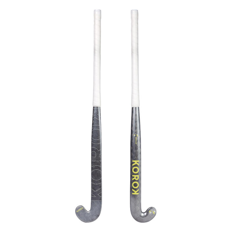 Hockeystick voor expert volwassenen extra low bow 95% carbon FH995 grijs geel