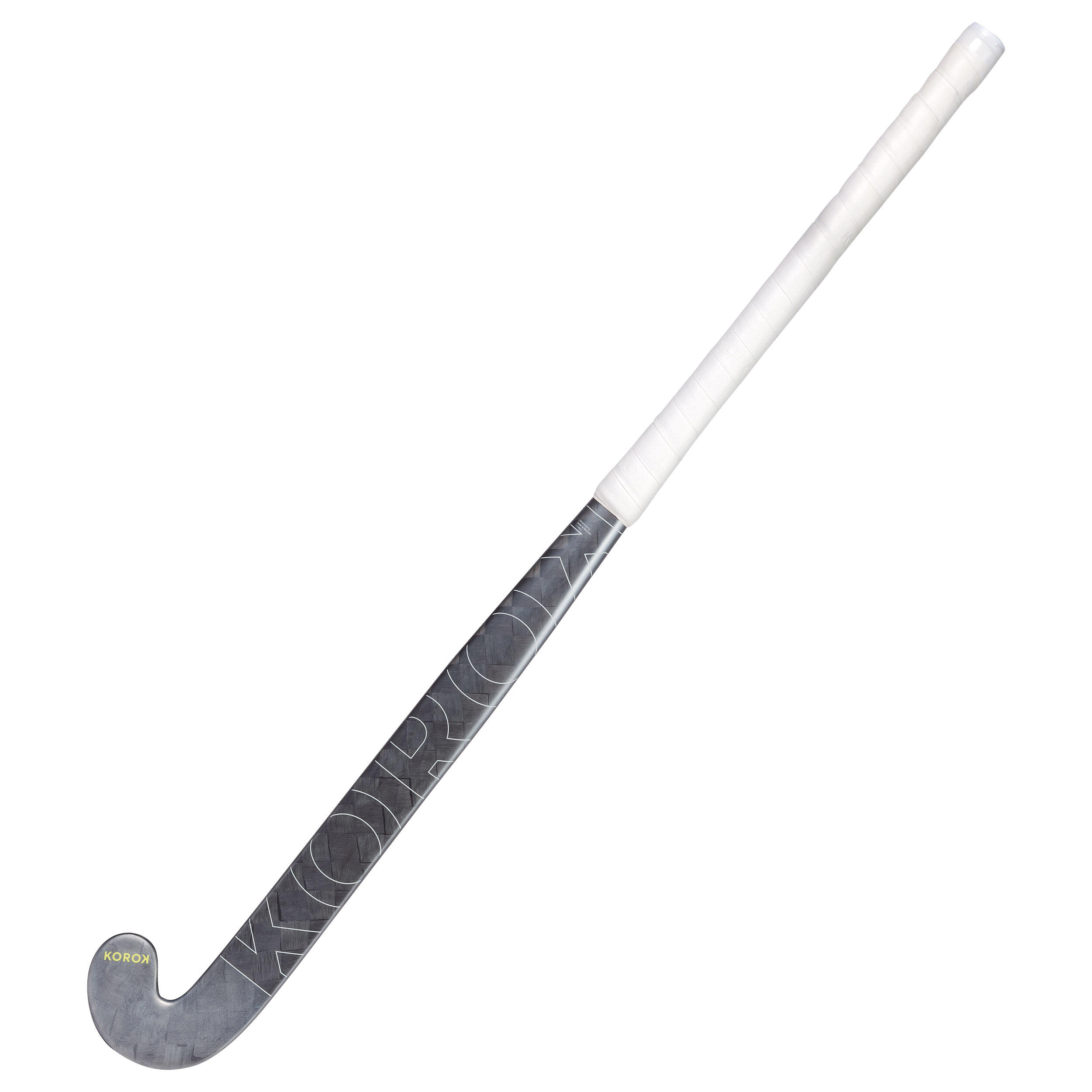 Adult Advanced 95 Carbon Extra Low Bow Field Hockey Stick FH995 Grey/Yellow KOROK Decathlon