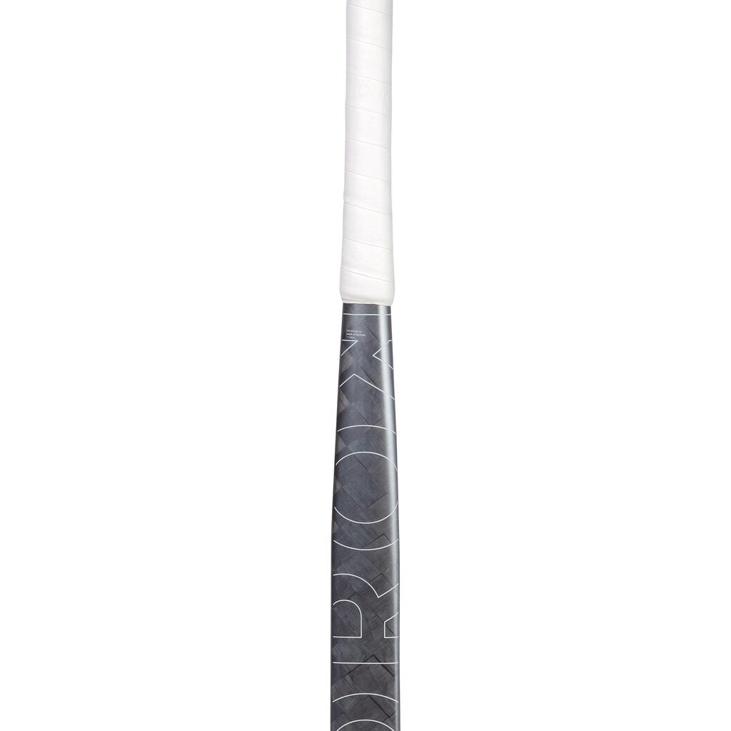 Hokejka FH995 na pozemný hokej pre skúsených hráčov Xlow bow 95 % karbónu sivo-žltá