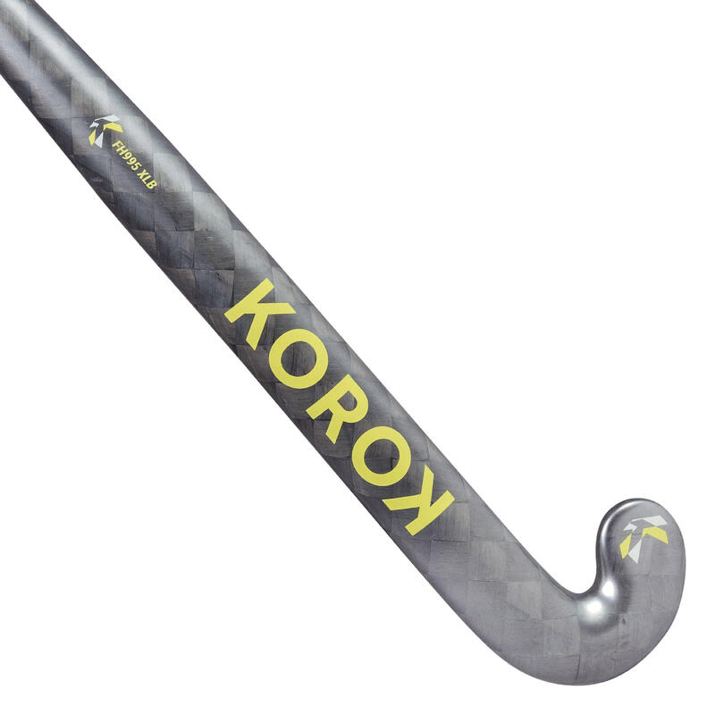 Hockeystick voor expert volwassenen extra low bow 95% carbon FH995 grijs geel