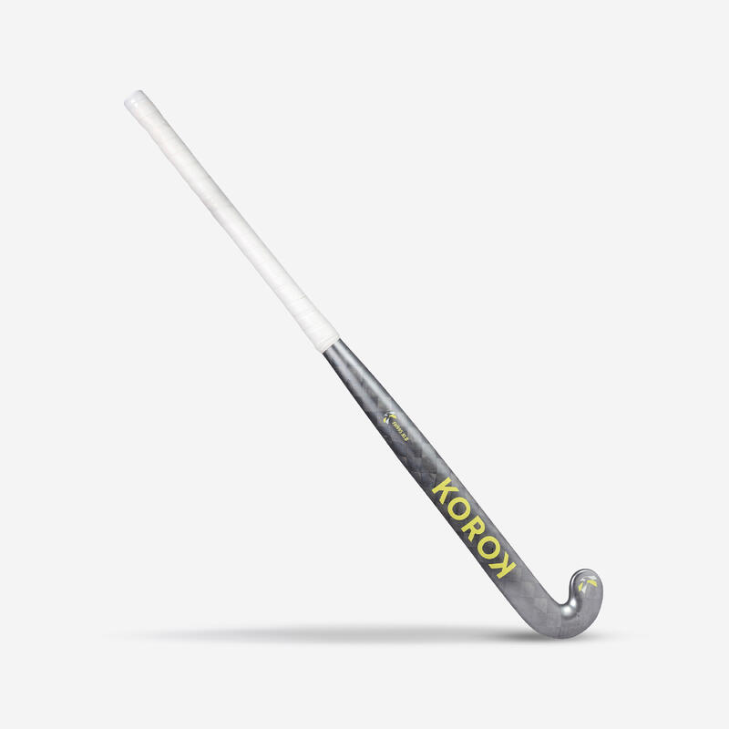 Hockeystick voor expert volwassenen extra low bow 95% carbon FH995 grijs geel
