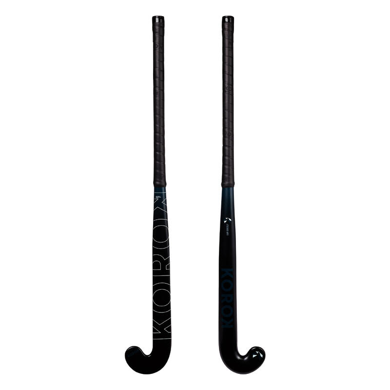 Hockeystick voor junioren mid bow glasvezel FH500 zwart blauw