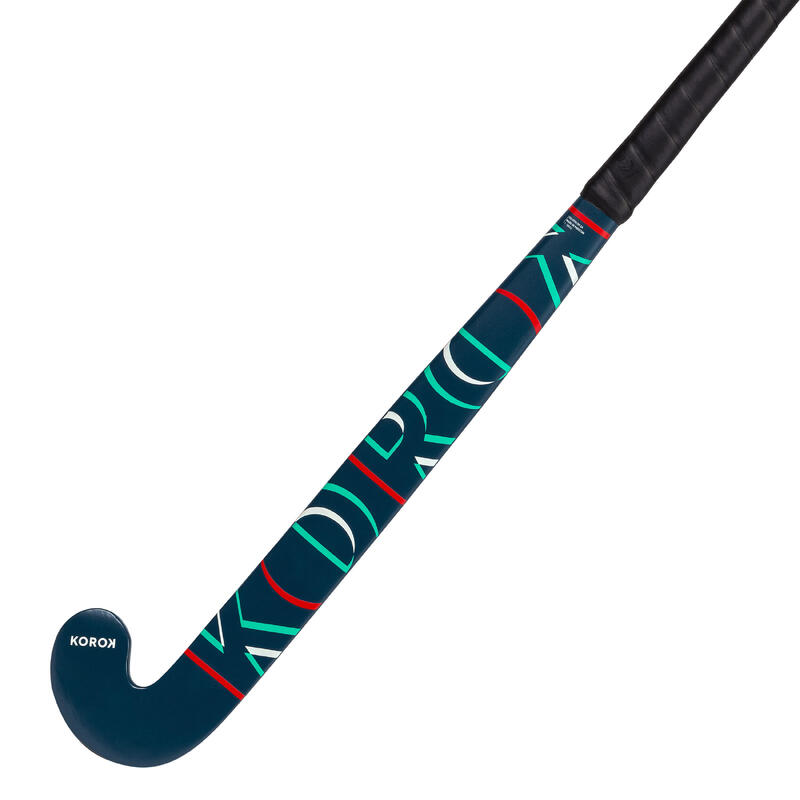 Stick de hockey enfant débutant occasionnel bois FH100 bleu rouge