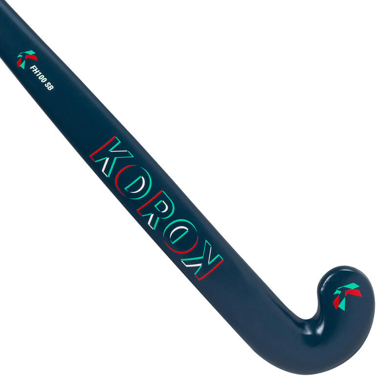 Stick de hockey enfant débutant occasionnel bois FH100 bleu rouge